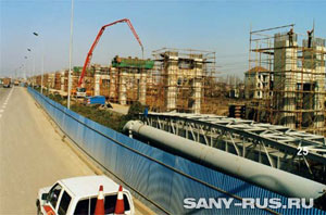Автобетононасос Sany на строительстве ЖД в Шанхае